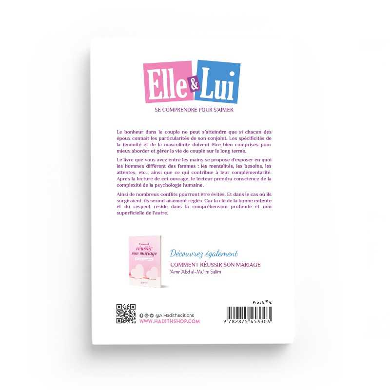 Elle et Lui : se comprendre pour s'aimer Al-Hadîth Livre Islam Femme 9782875453303 Librairie Musulmane Al-imen