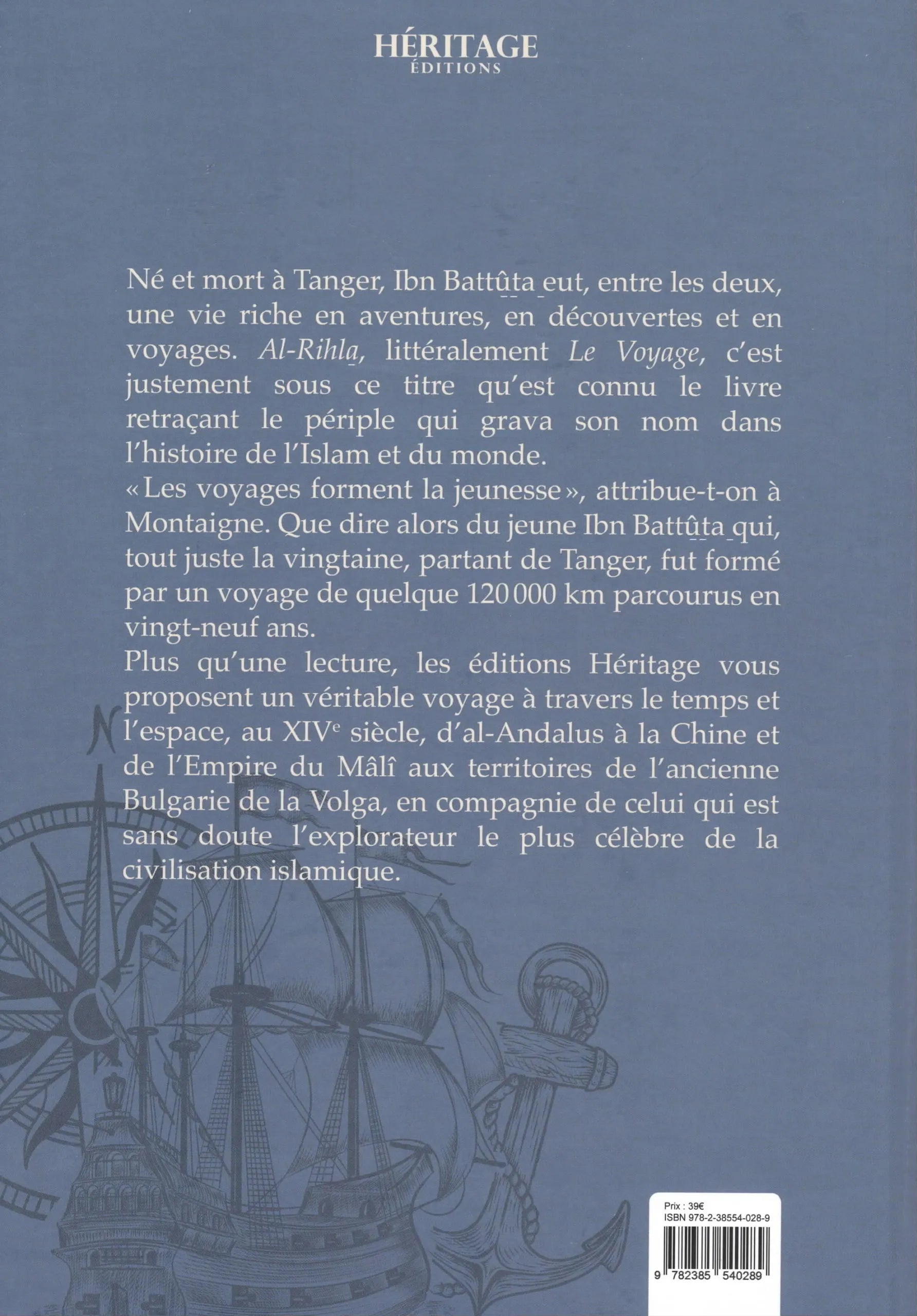 Voyages par Ibn Battûta - éditions Héritage - Couverture Verso du Livre