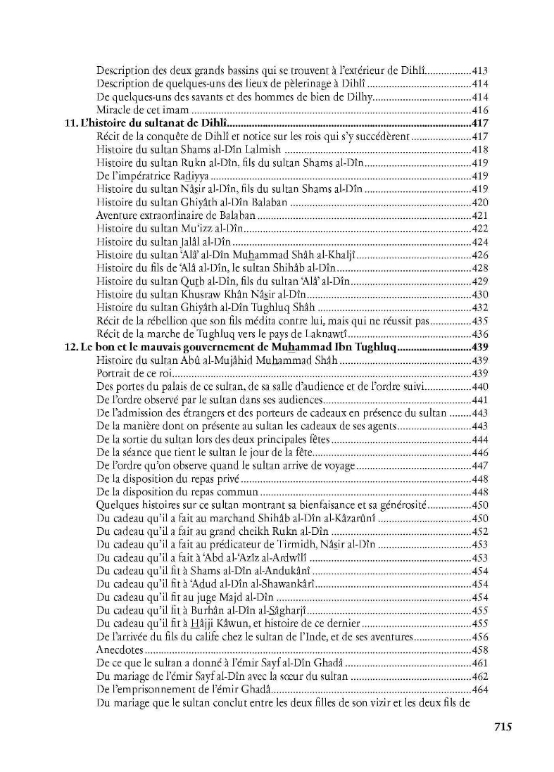 Voyages par Ibn Battûta - éditions Héritage - Table des matières 5