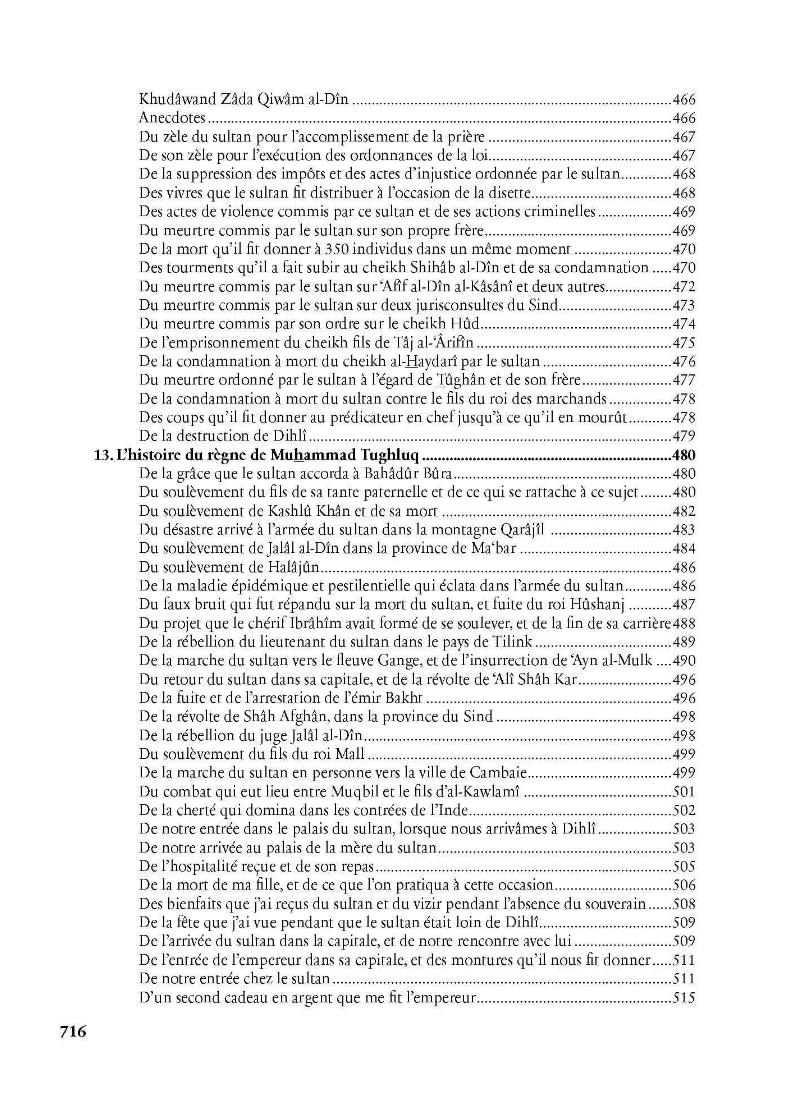 Voyages par Ibn Battûta - éditions Héritage - Table des matières 6