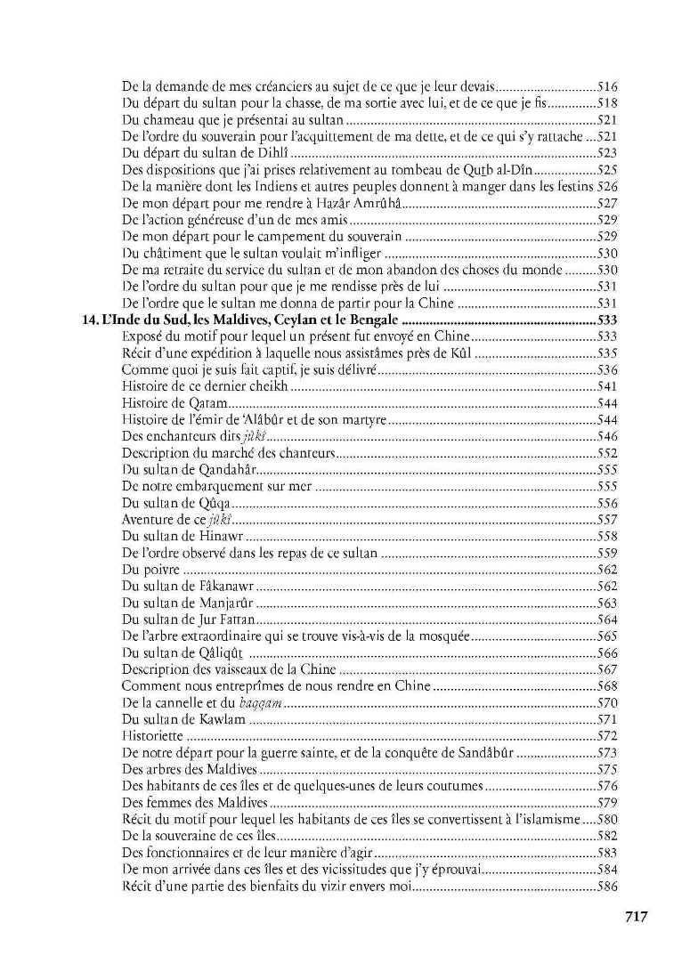 Voyages par Ibn Battûta - éditions Héritage - Table des matières 7