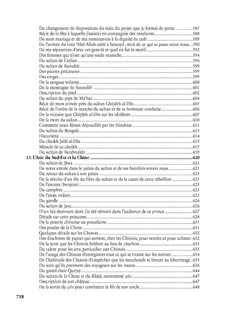 Voyages par Ibn Battûta - éditions Héritage - Table des matières 8