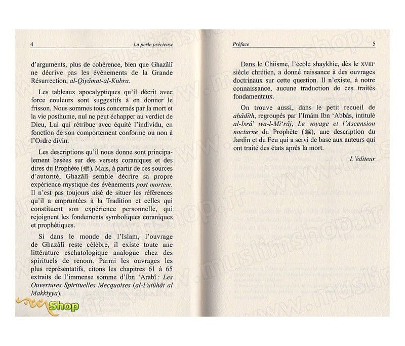 La vie future après la mort, La Perle Précieuse, de Abû Hâmid Al-Ghazâlî (Deuxième édition) Tawhid Livre > Islam 9782848621357 Librairie Musulmane Al-imen