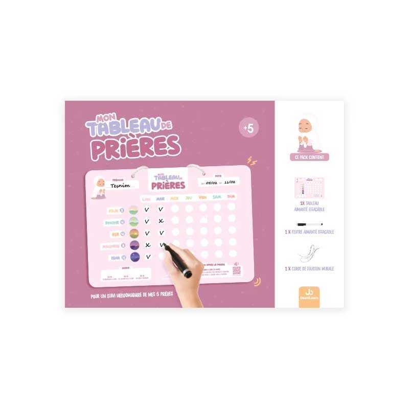 Mon tableau de prières - Pour un suivi hebdomadaire de mes 5 prières DeeniLearn Jeu Islam Librairie Musulmane Al-imen