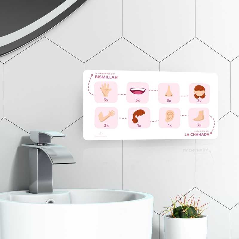 Mon tableau des ablutions - Rose – Mes ablutions pas à pas - Éditions DeeniLearn Al - imen