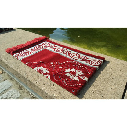 Tapis de Prière - motif fleurs - Fond Rouge Pourpre Al - imen